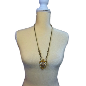 Vintage Beaded Jeweled Pendant Necklace